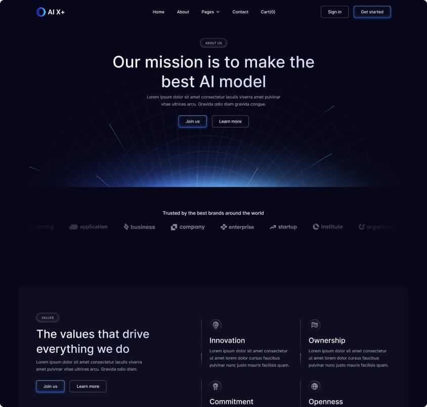 About Page - AI X+ Webflow Template