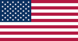 United States flag with 50 white stars on a blue field and 13 red and white stripes.