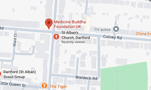 Map showing Medicine Buddha Foundation UK near St Alban's Church on Colney Road in Dartford.