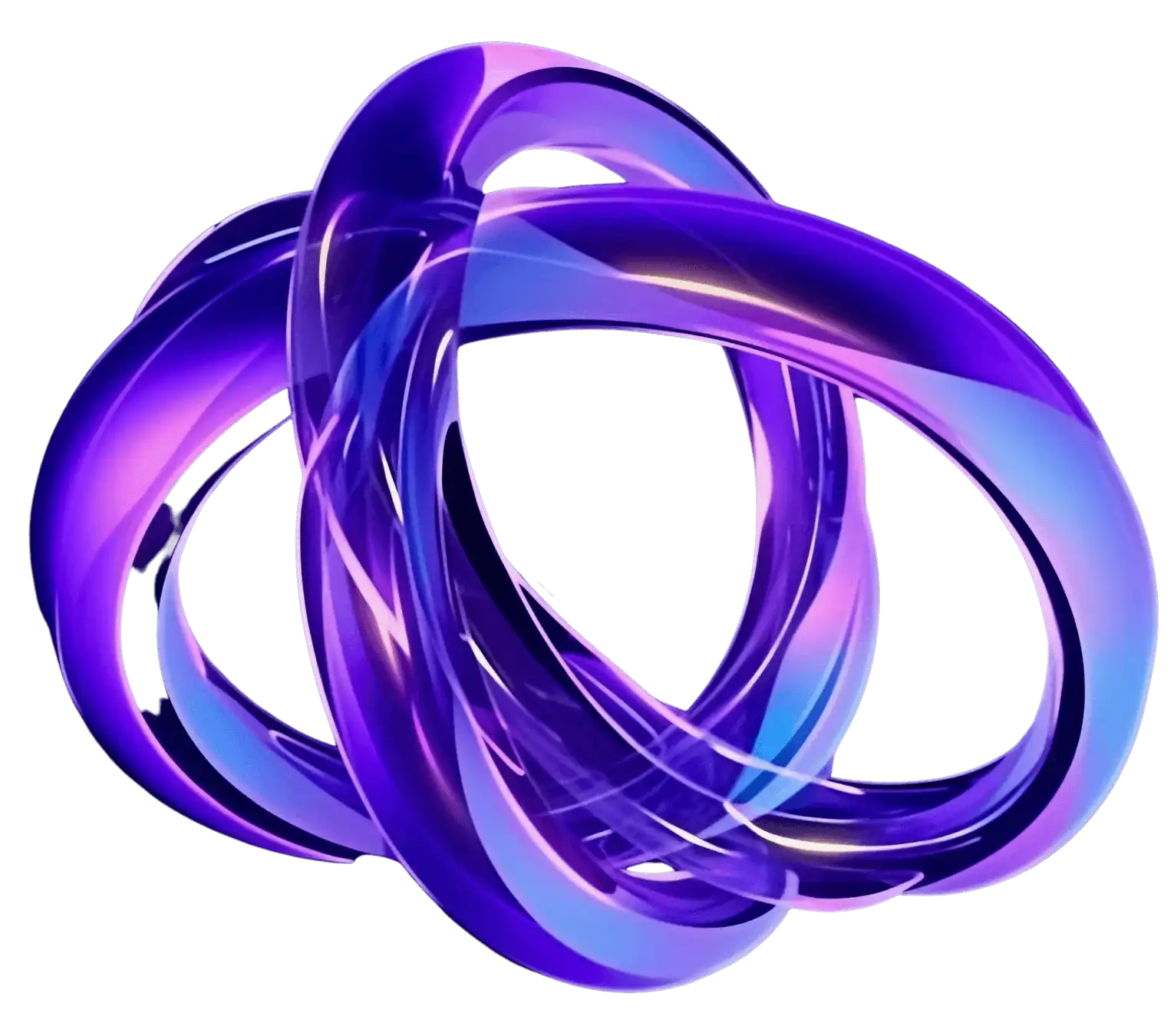 Abstract, glossy purple and blue interwoven loops with a reflective, metallic appearance - Phoenix | LUNARTECH