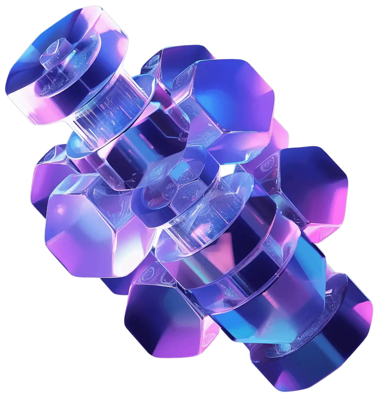 Futuristic purple and blue crystalline geometric object. - Phoenix | LUNARTECH