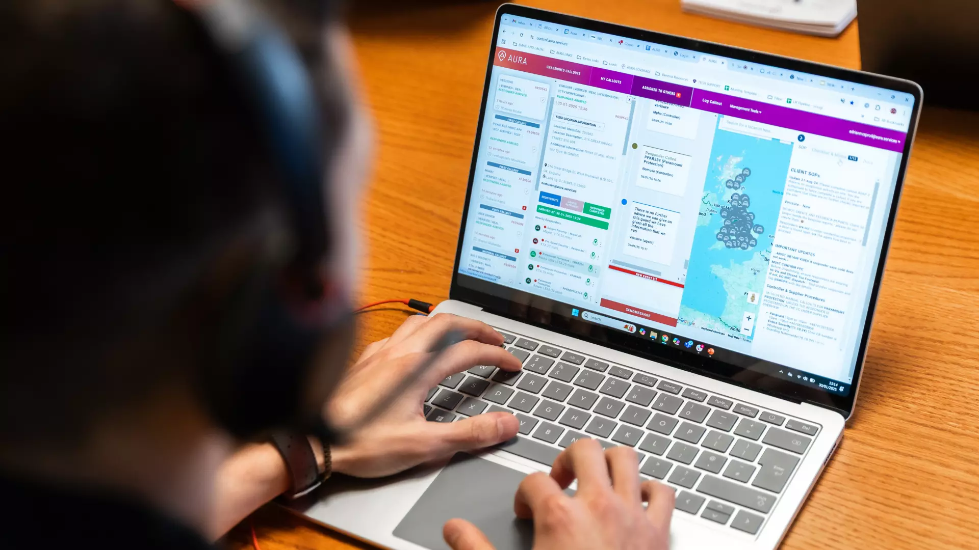 aura dispatch portal with live reporting