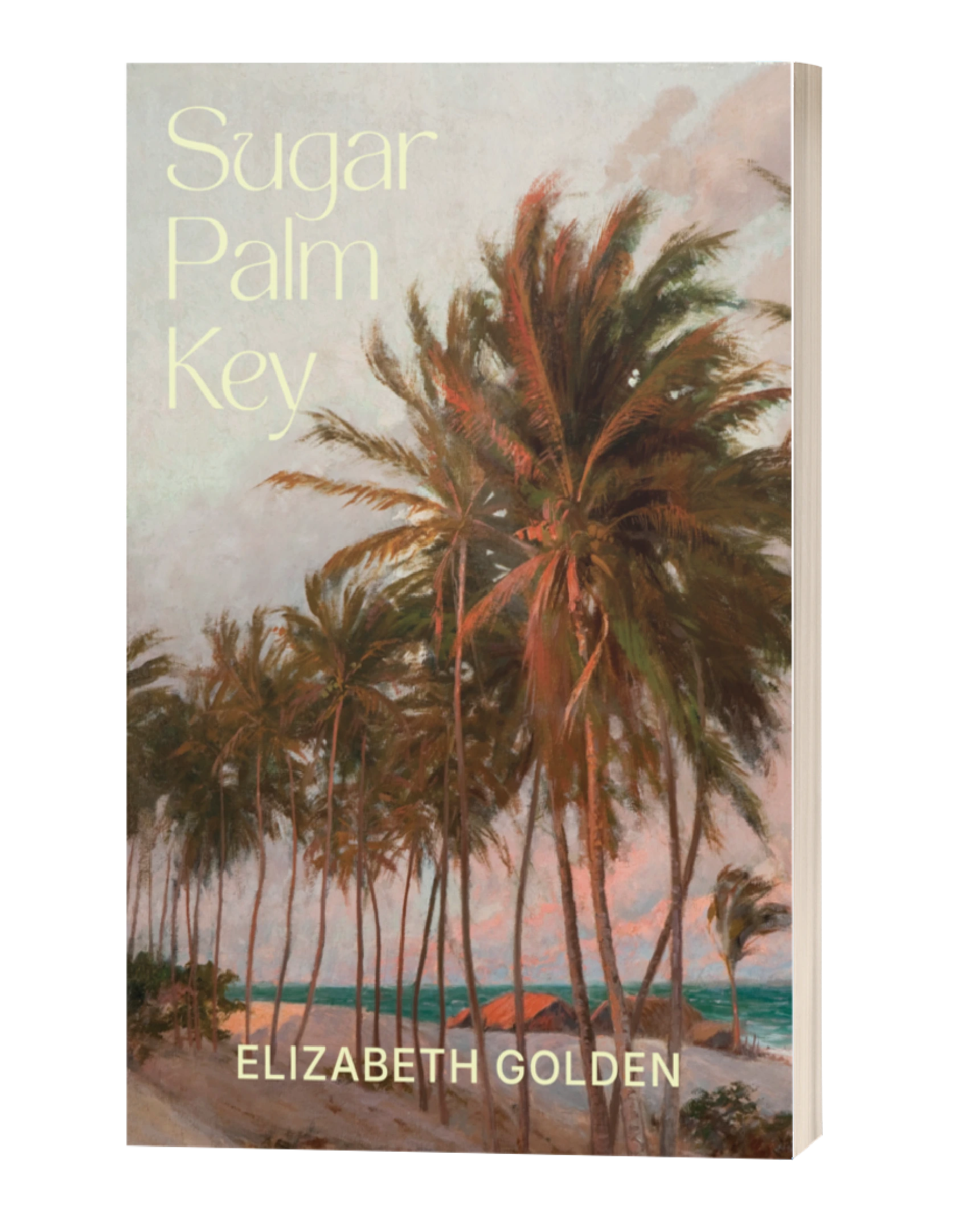 Sugar Palm Key Cover - A woman sitting on the beach in the Floirida Keys with a dark green bikini in front of teal water and a blue sky