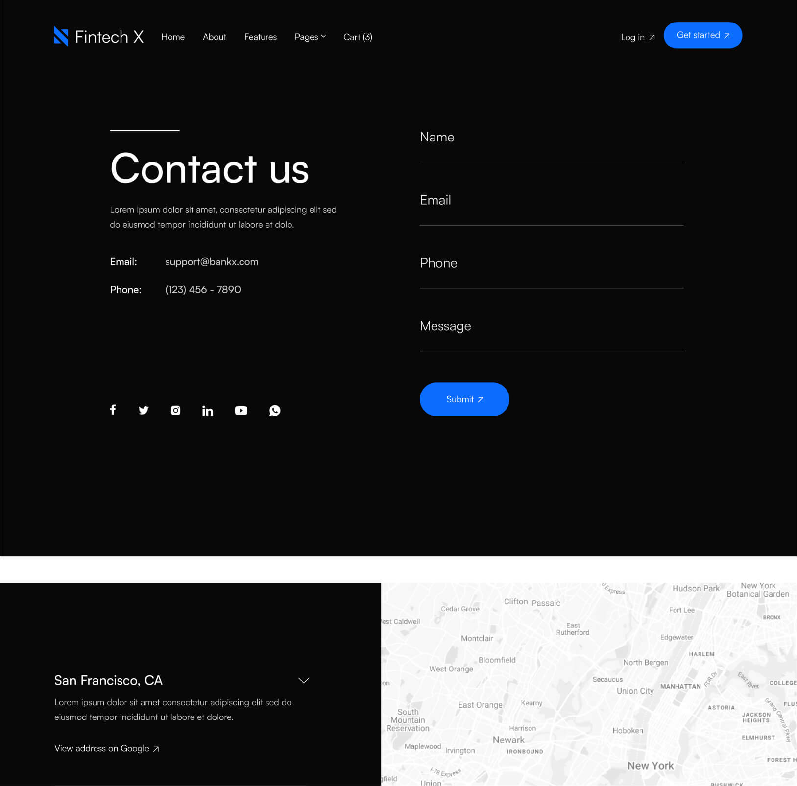 Contact V1 - Fintech X Webflow Template