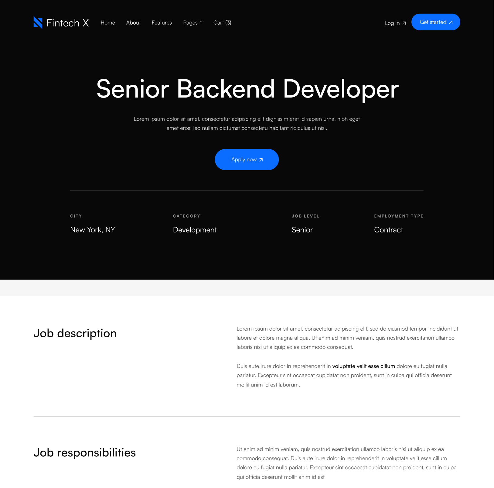 Careers Single - Fintech X Webflow Template