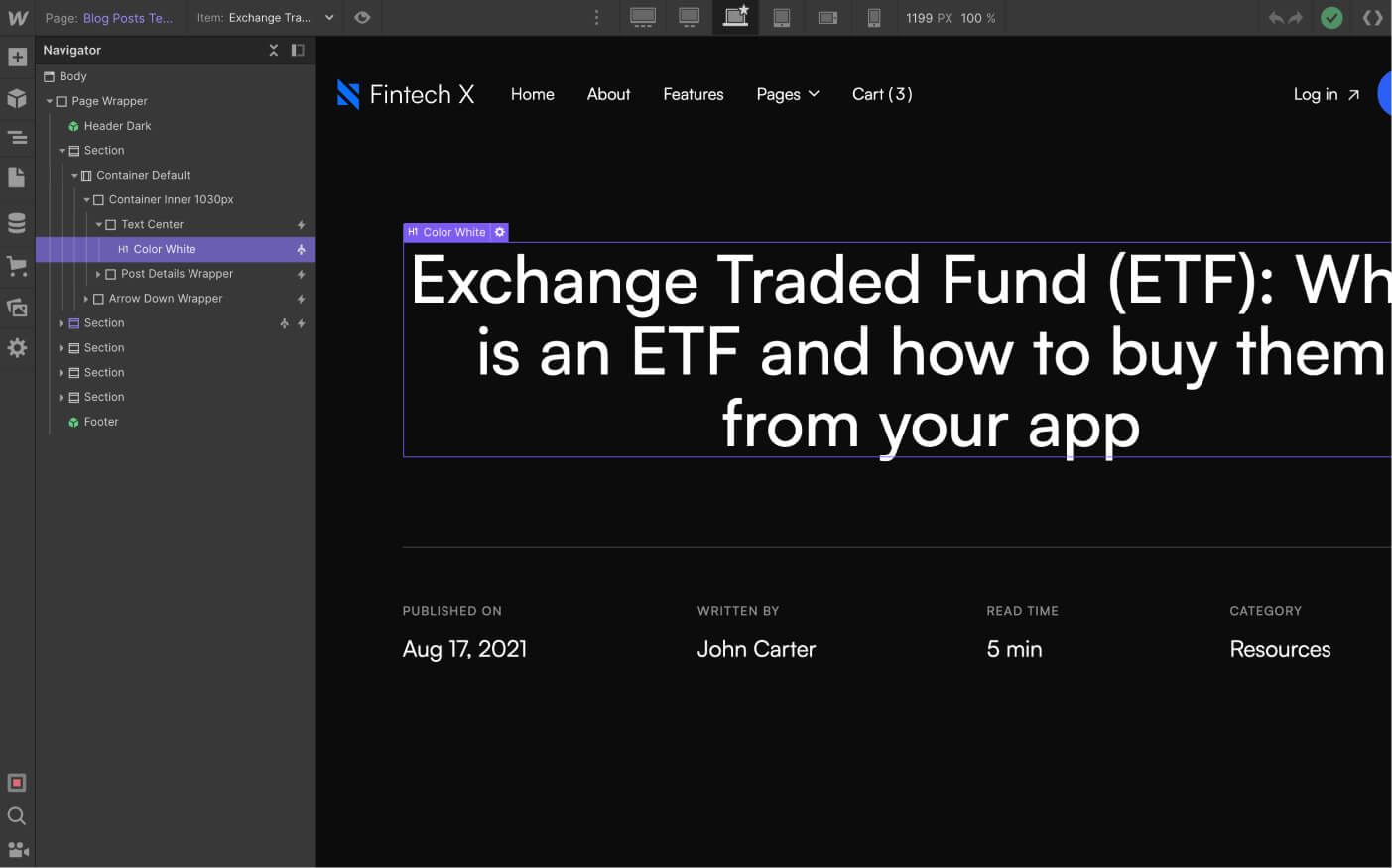 CMS Page - Fintech X Webflow Template