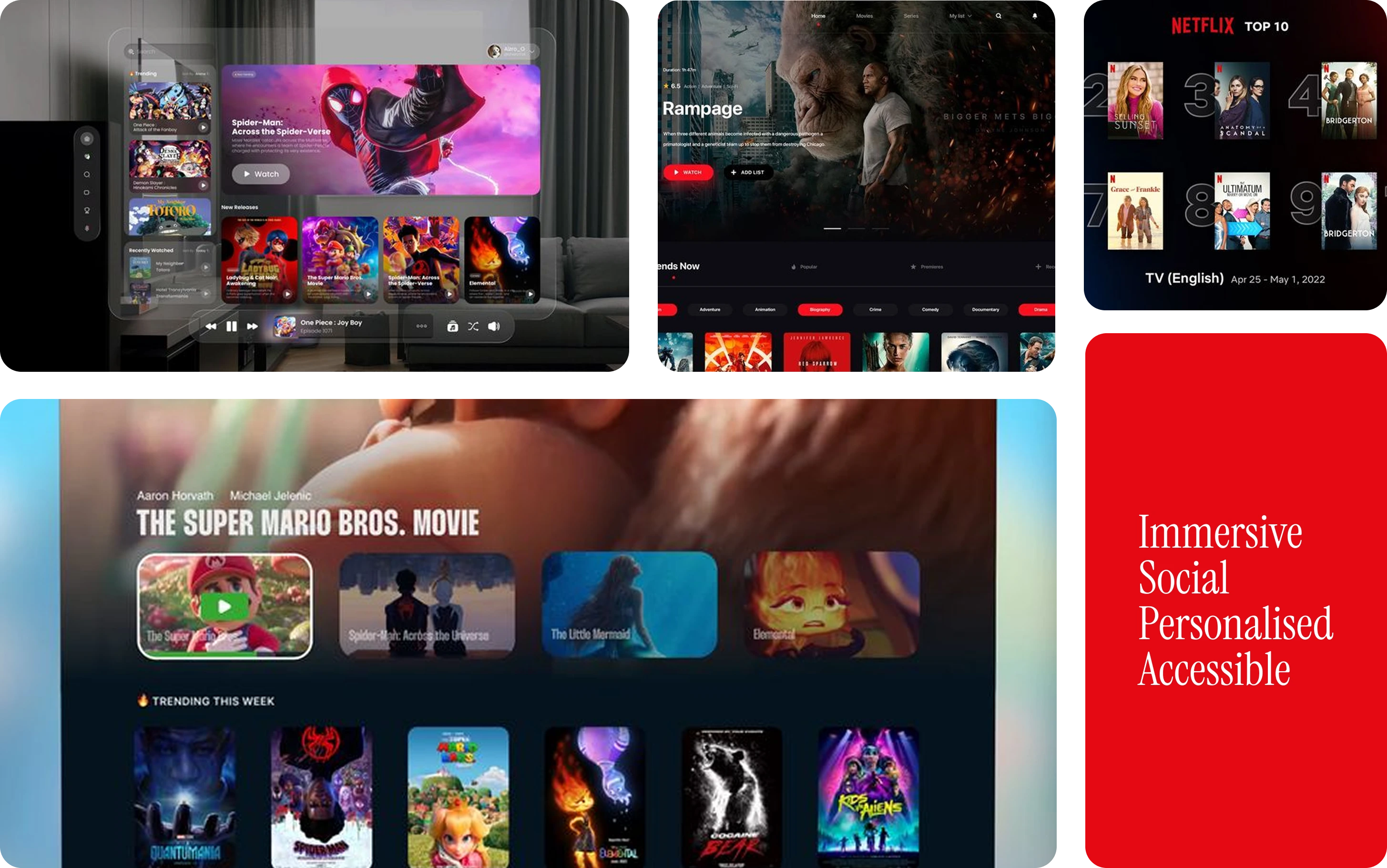 Sketches of five mobile app screens showing live festival features, map with filters, festival poster with dates, group creation and joining options, and group messages with safety reminders, alongside a list of focus areas including event discovery and social cues.