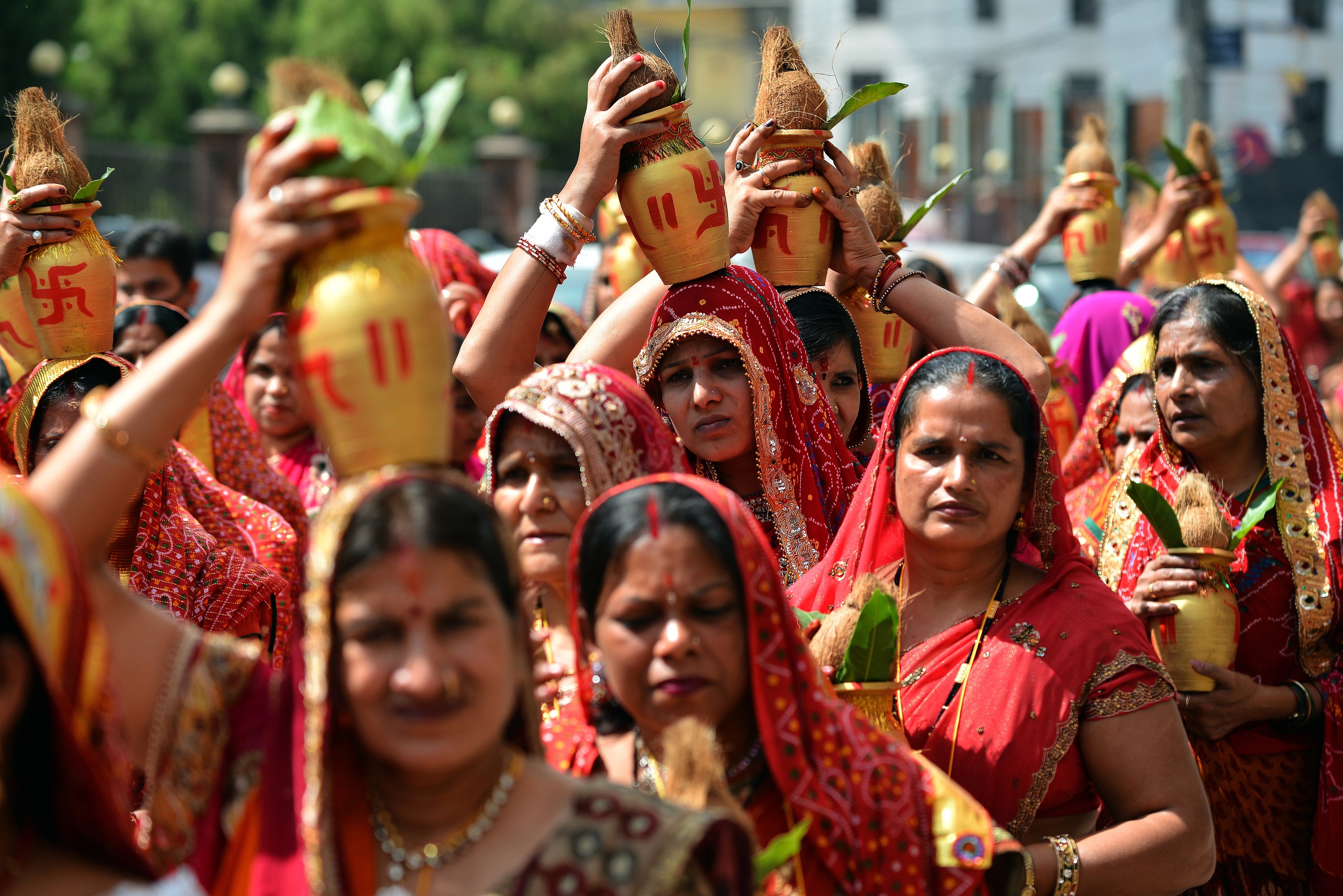 Nepali people celebrating the Dashain festival