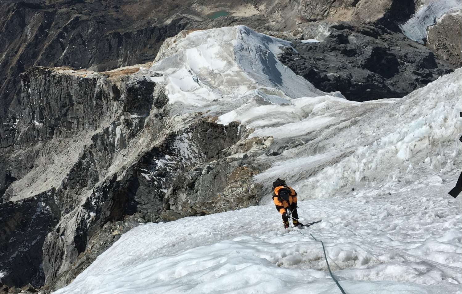 A climber tackles Lobuche East Peak in Nepal