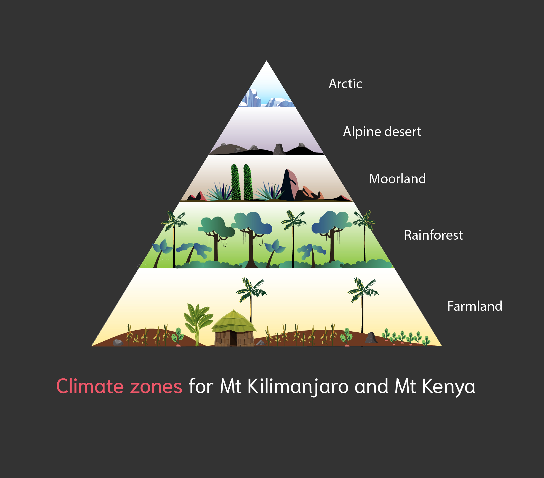 Climate zones for Mt Kilimanjaro and Mt Kenya infographic