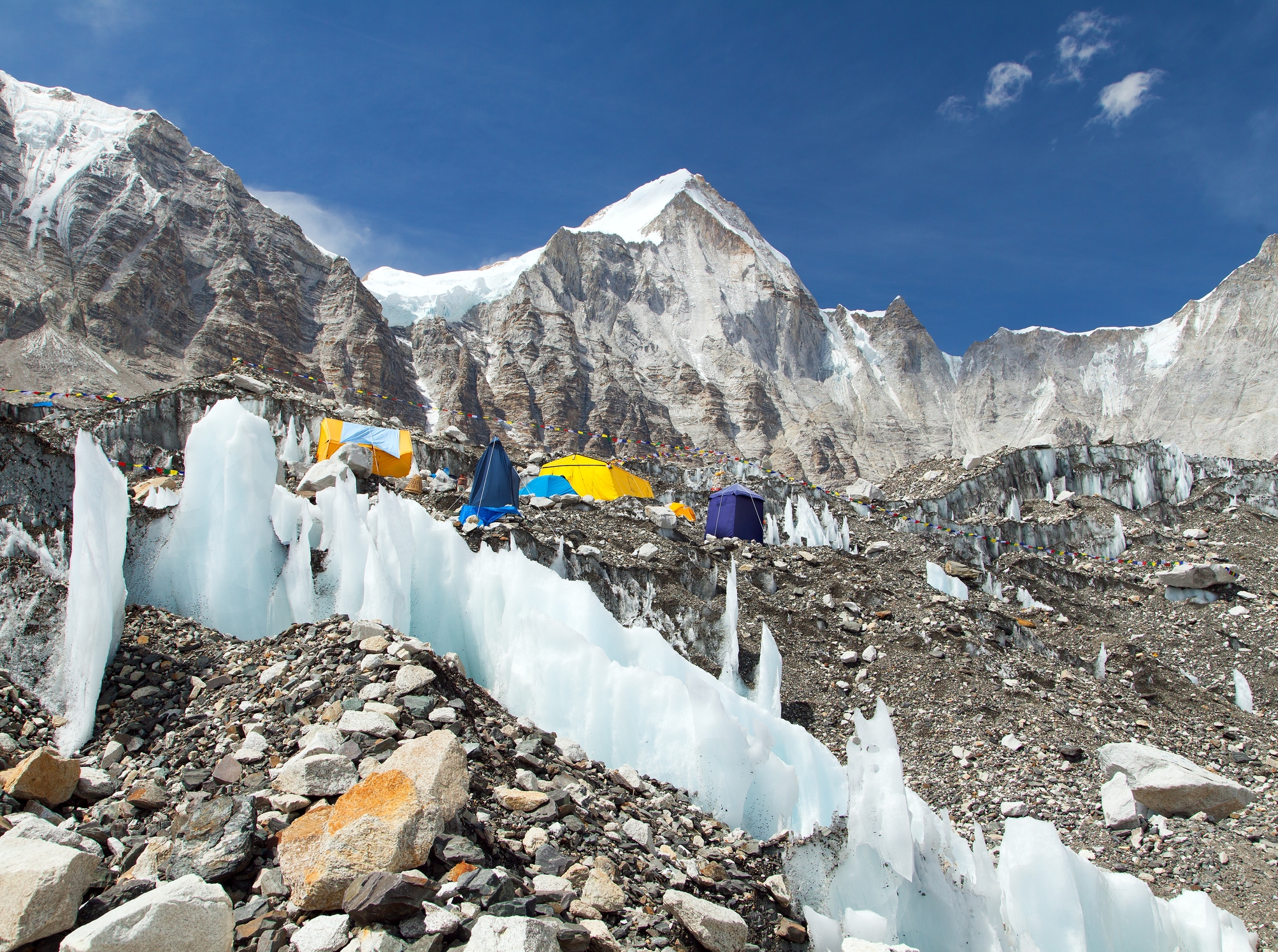 Everest Base Camp during climbing season, tents