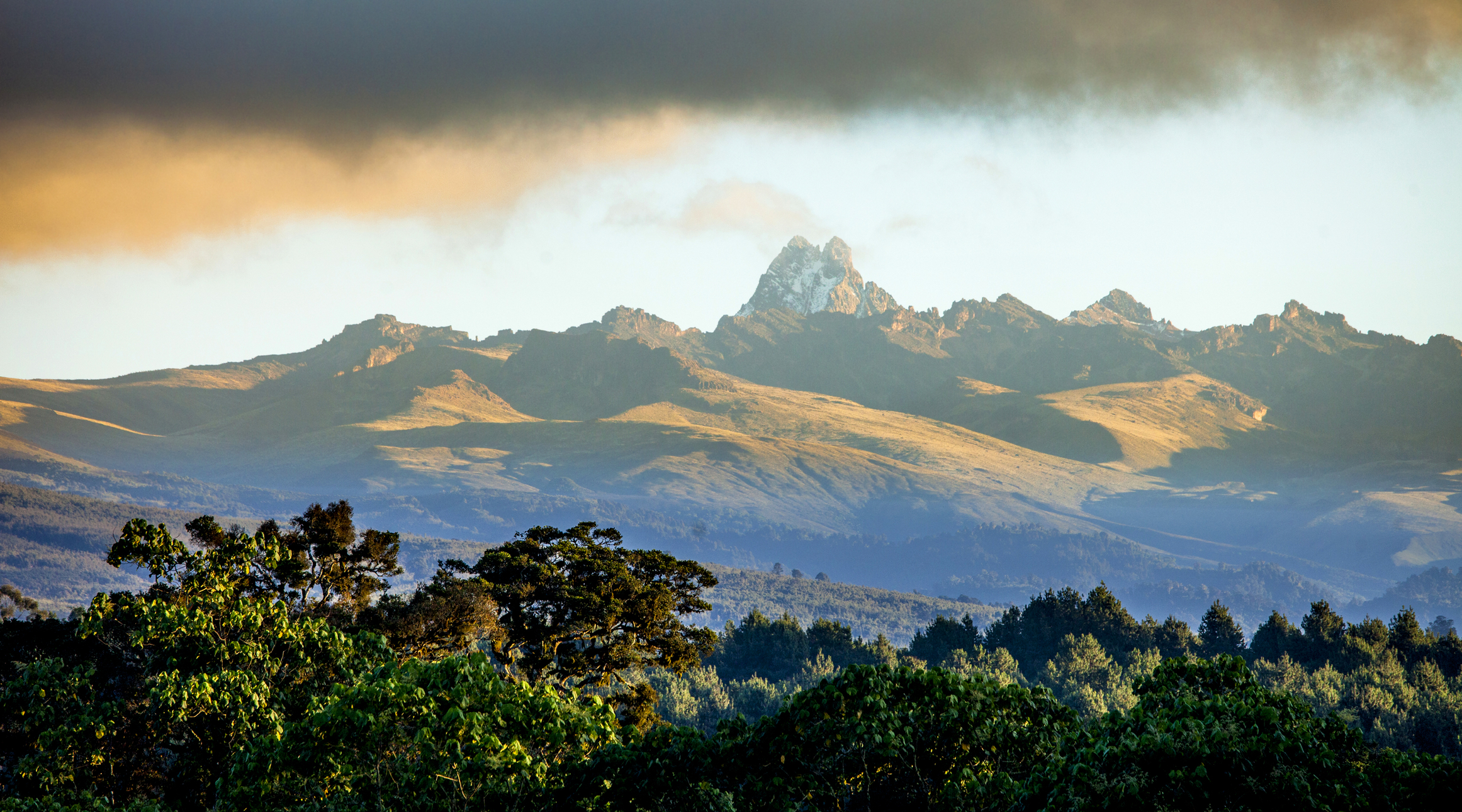 Mount Kenya panorama with moody sky