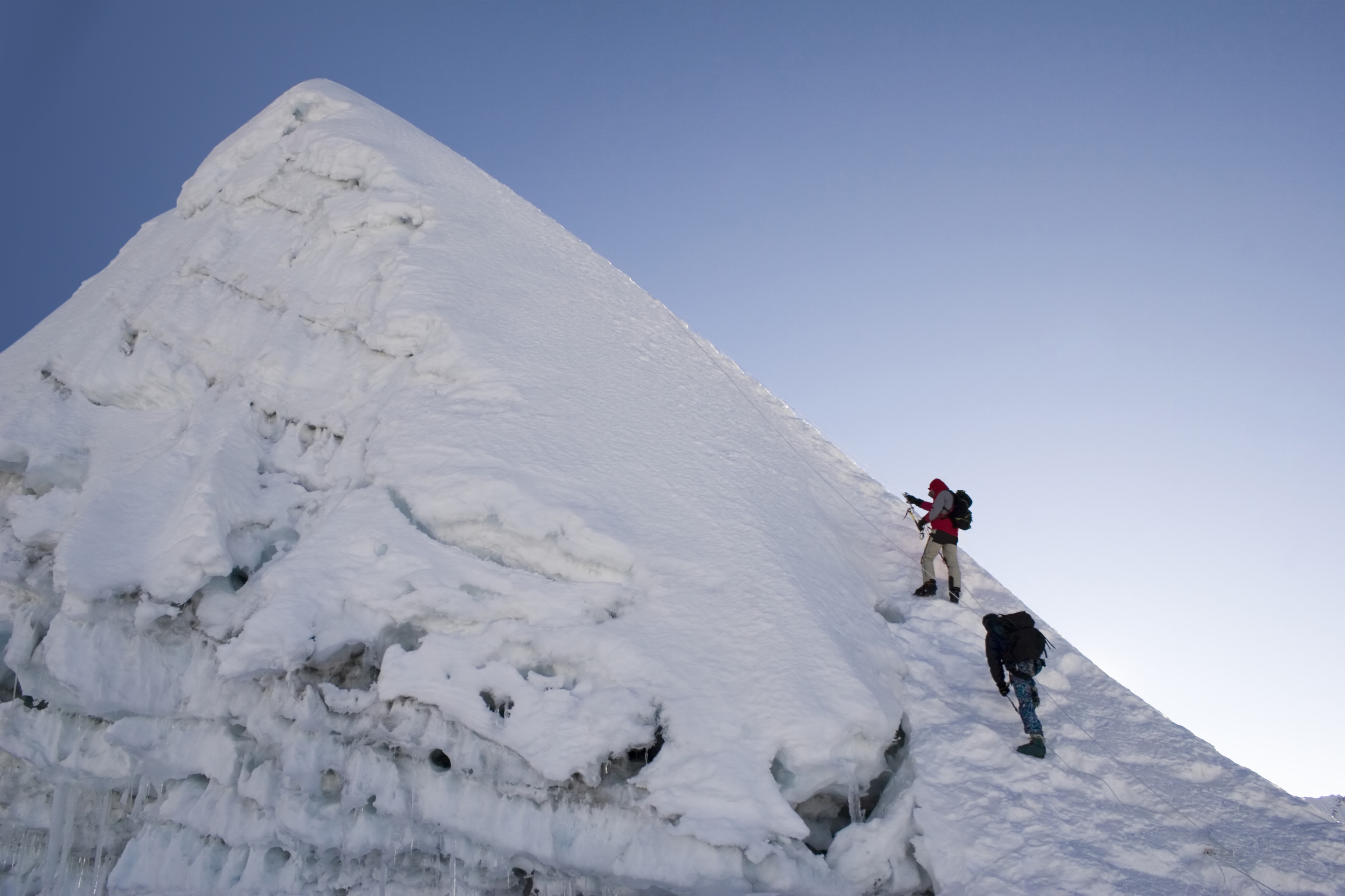 Two climbers about to summit Island Peak in Nepal