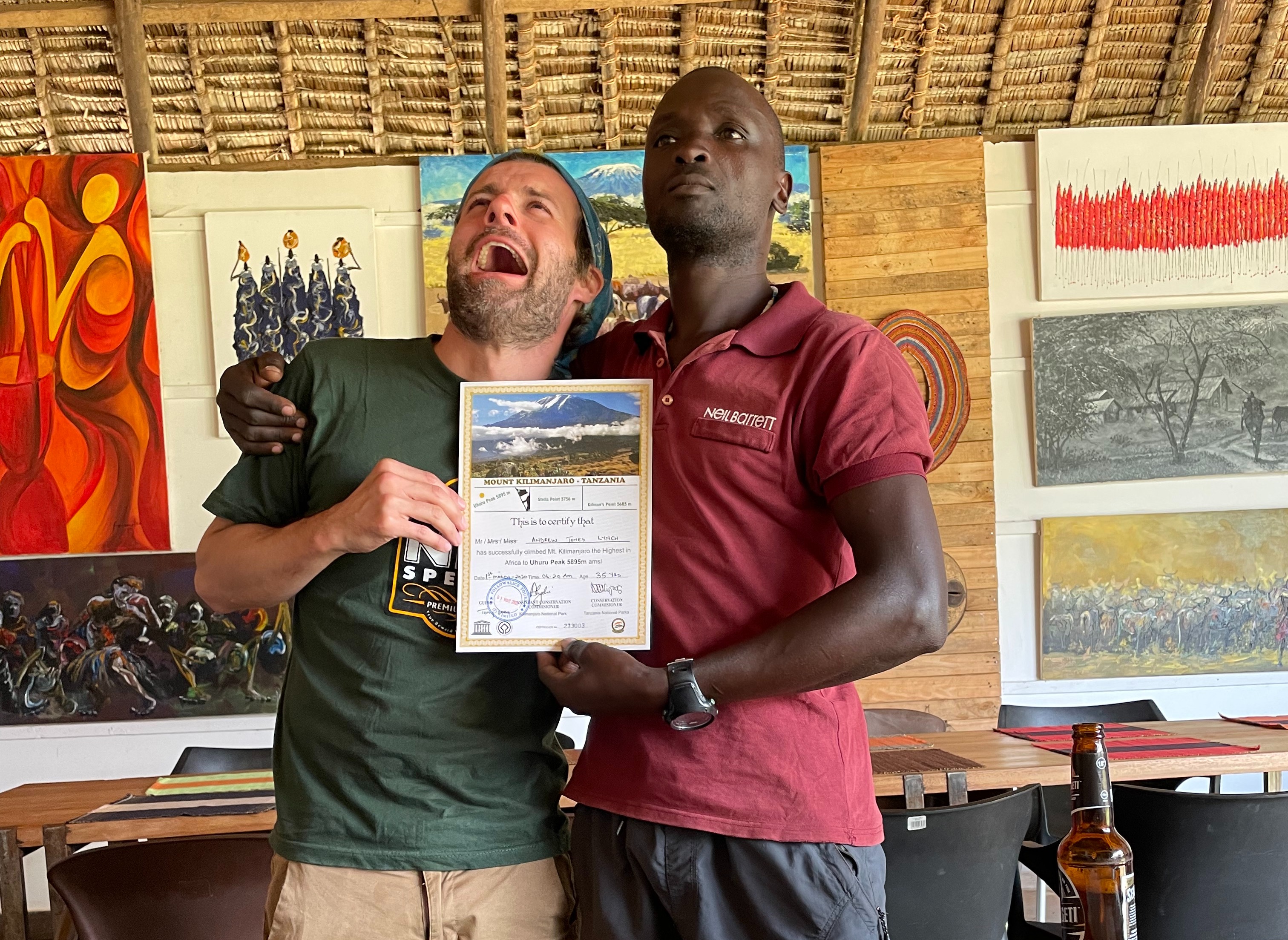 Kilimanjaro Jack Sullivan certificate with guide