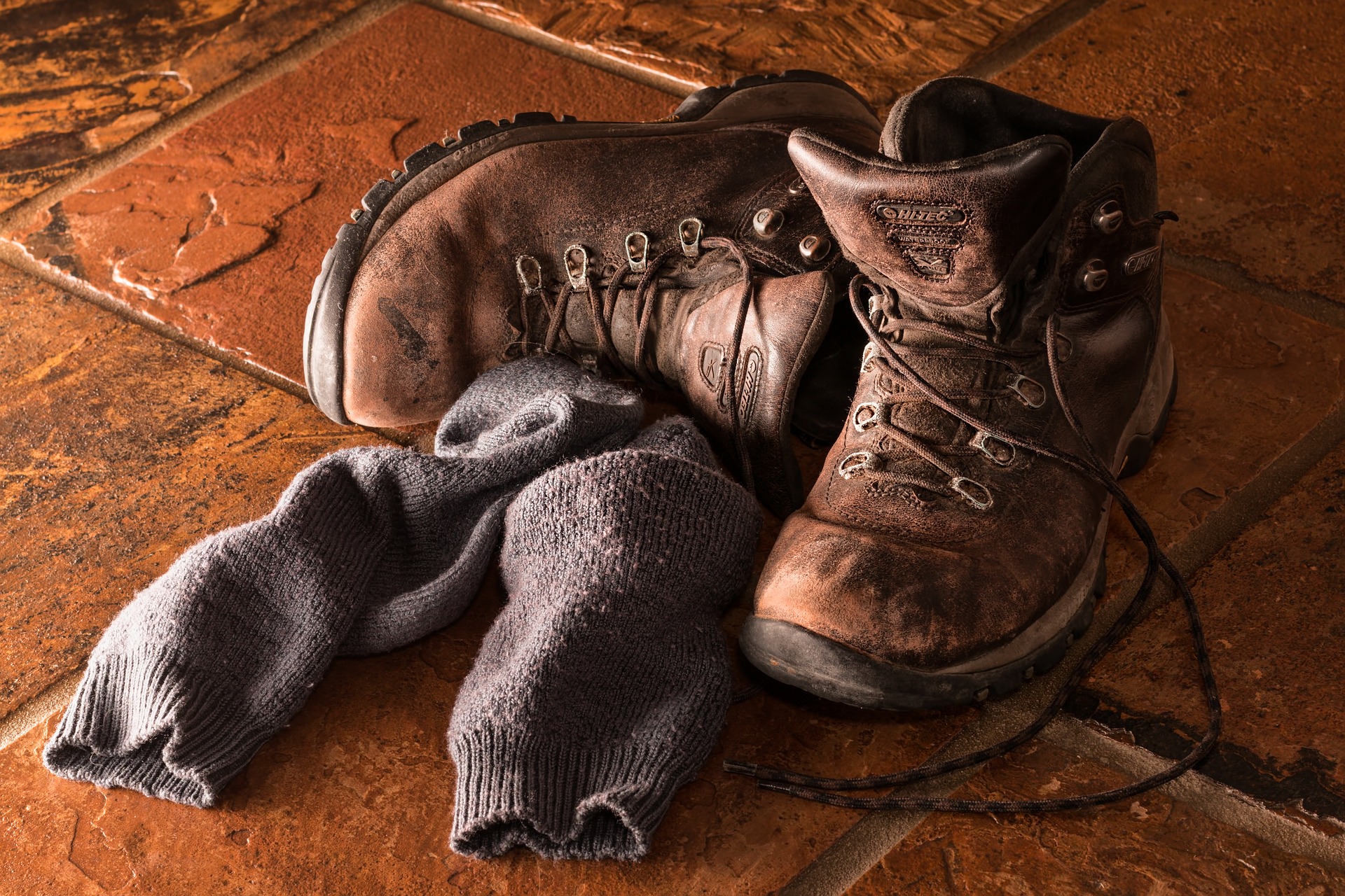Hiking boots and socks 