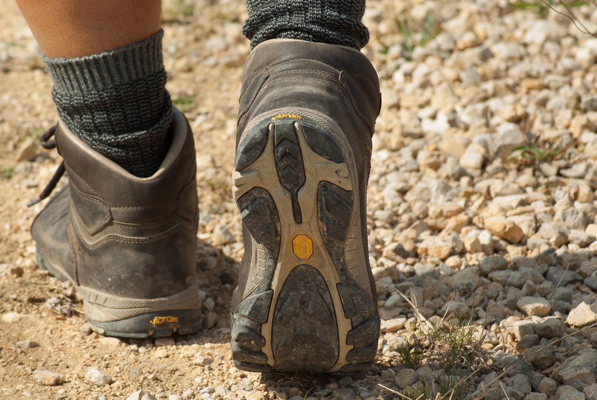 Woman walking in hiking boots