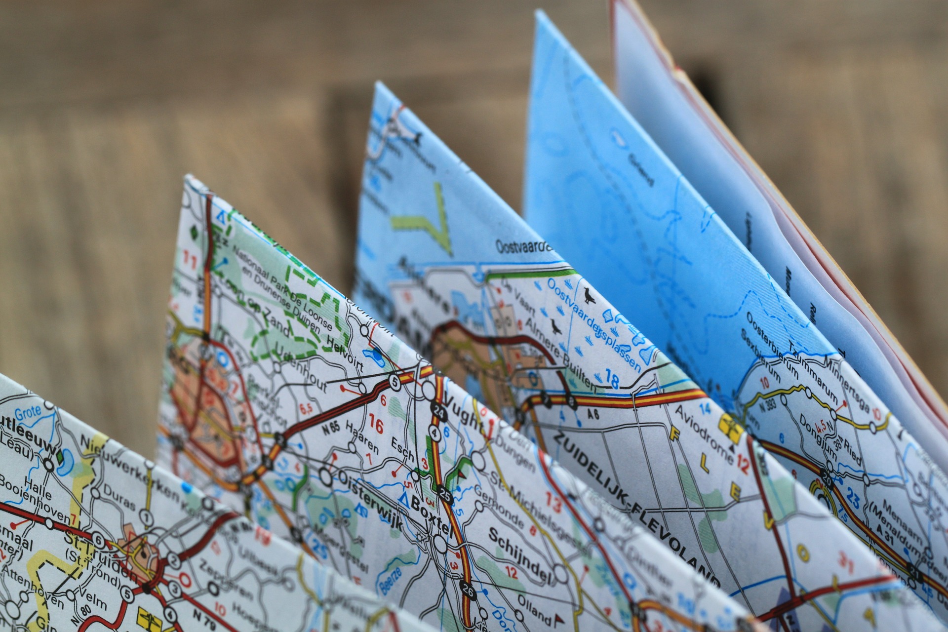 Folded map up close