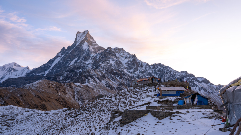 Fishtail Mountain in morning sunlight