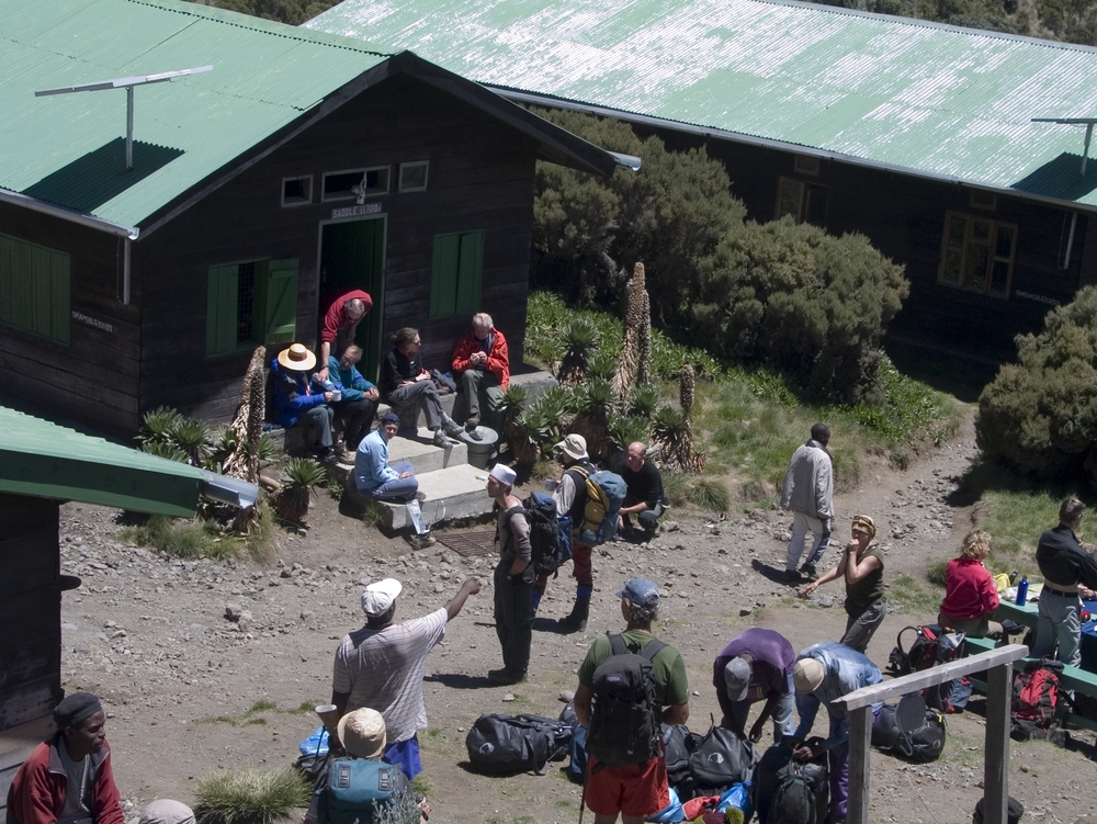Ours. Mt Meru climbers at camp huts