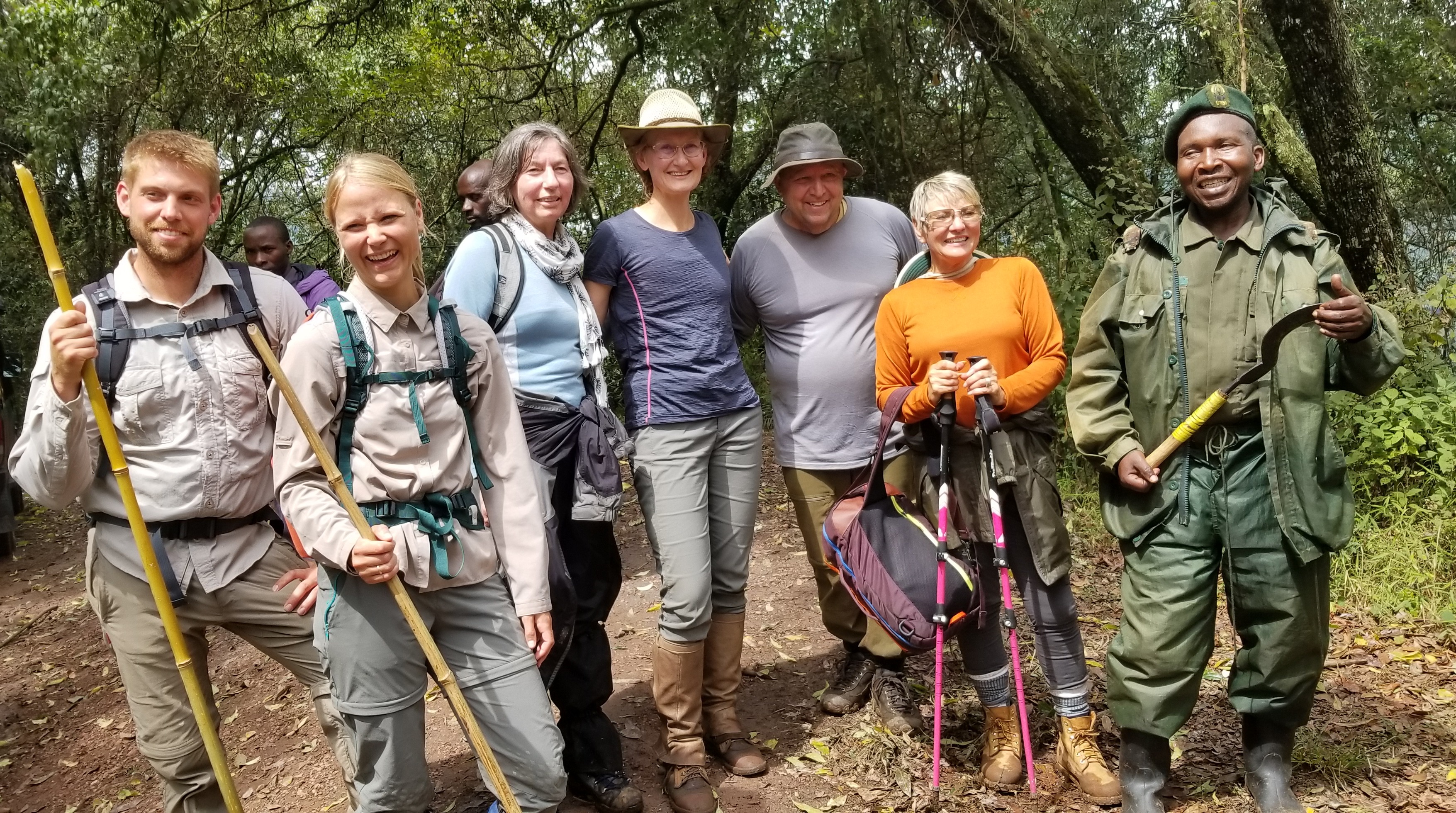 Uganda gorilla trekking group photo ranger