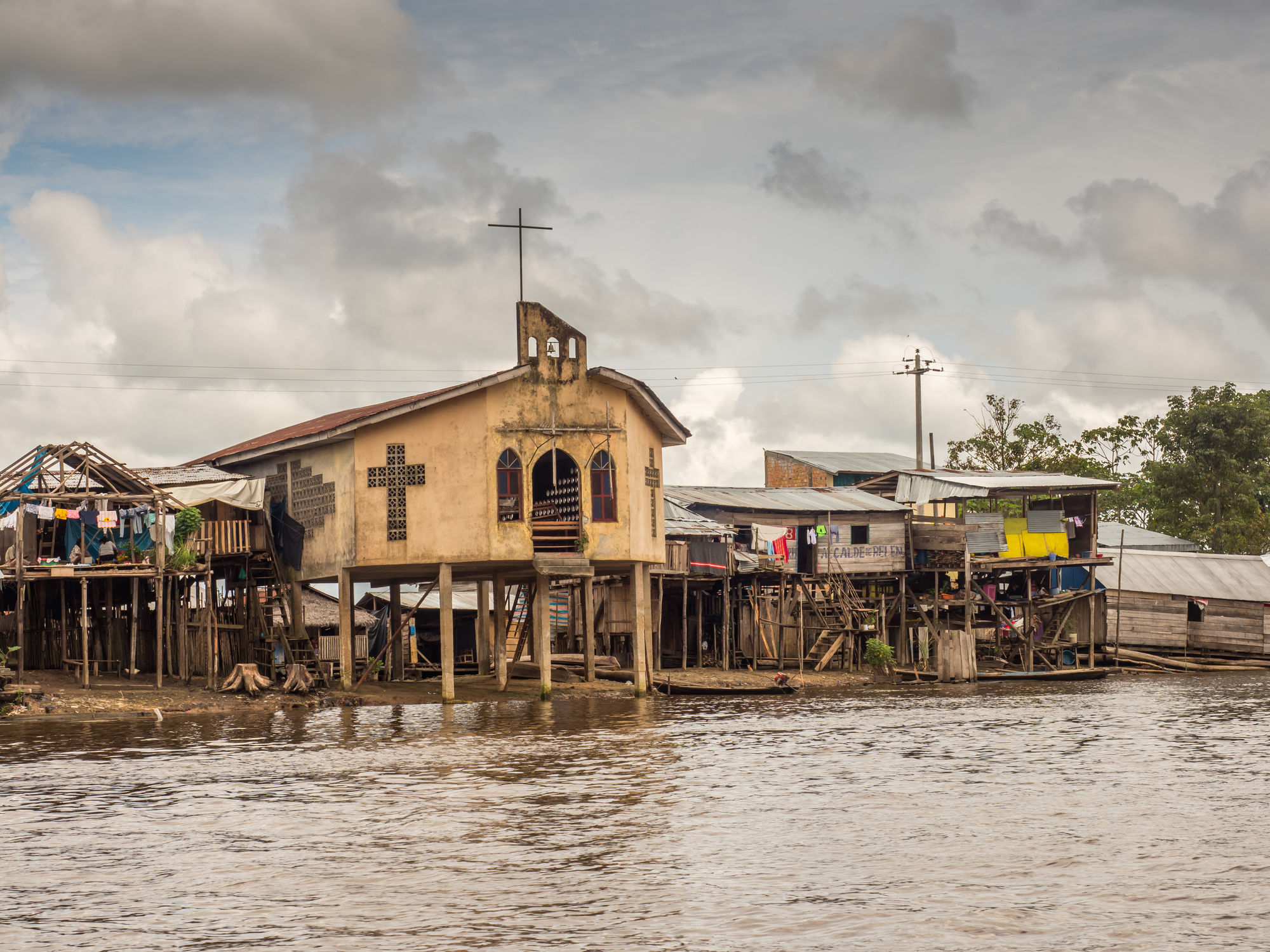 Floating houses in Belen, Iquitos, Peru, March 2018