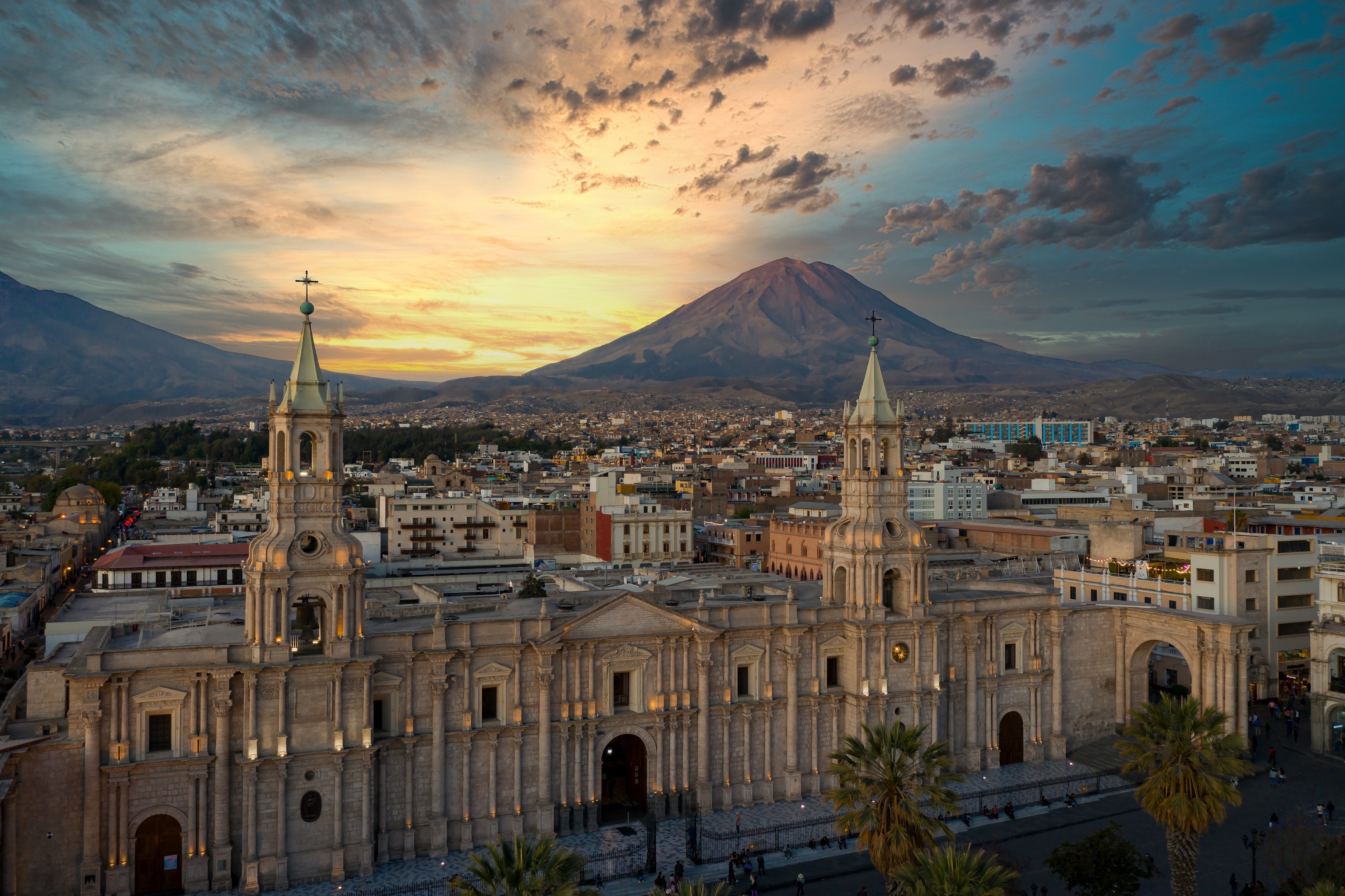 Historic Centre Arequipa at sunset