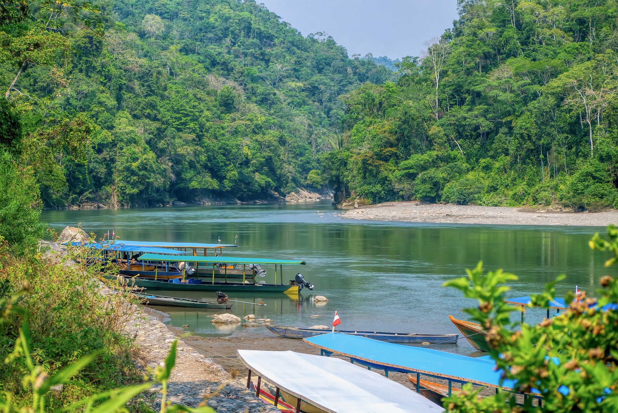 The beautiful Madre de Dios River in Manu National Park, Peru