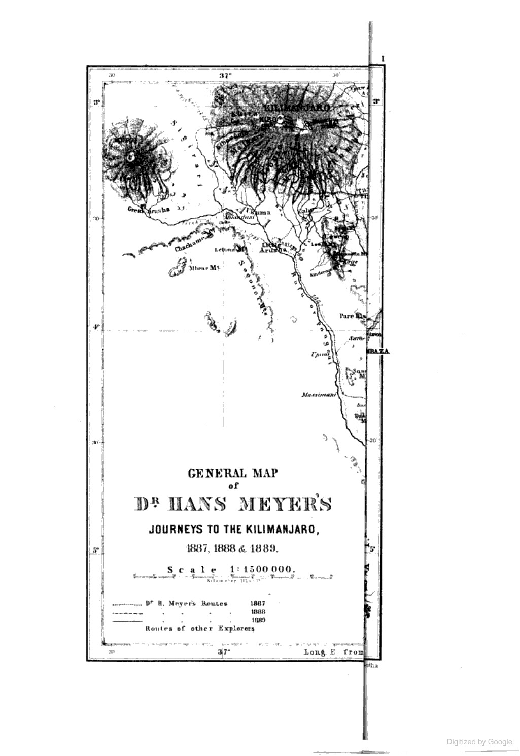 Hans Meyer's map of Kilimanjaro as published in his 1891 book