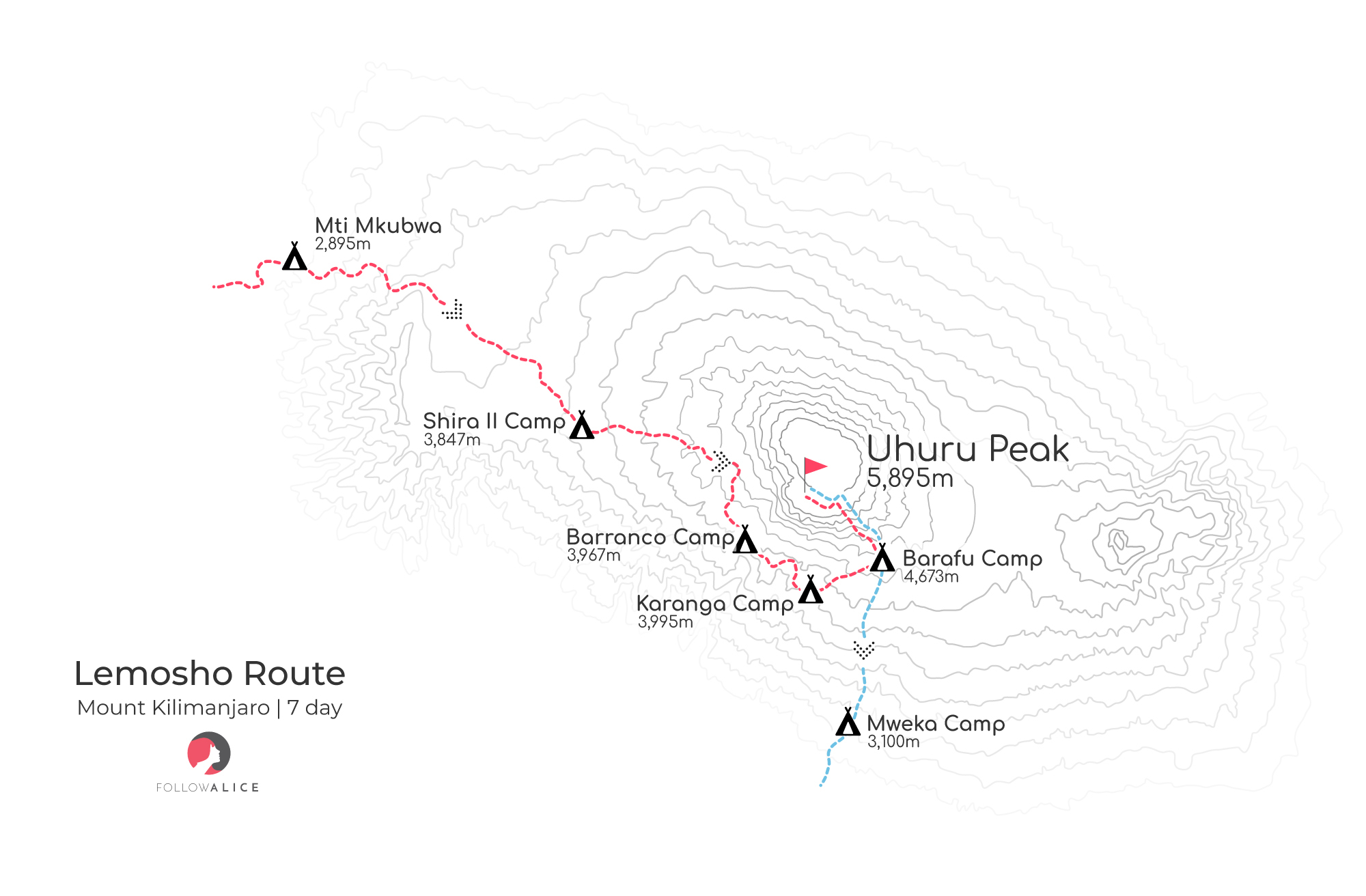 Lemosho-Route-7-day-Map Kilimanjaro
