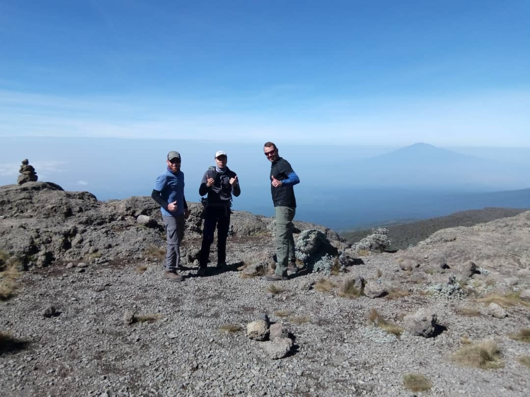 Trekkers at top of Barranco Wall