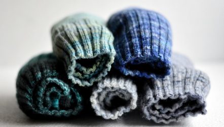 Rolled up woollen thermal socks