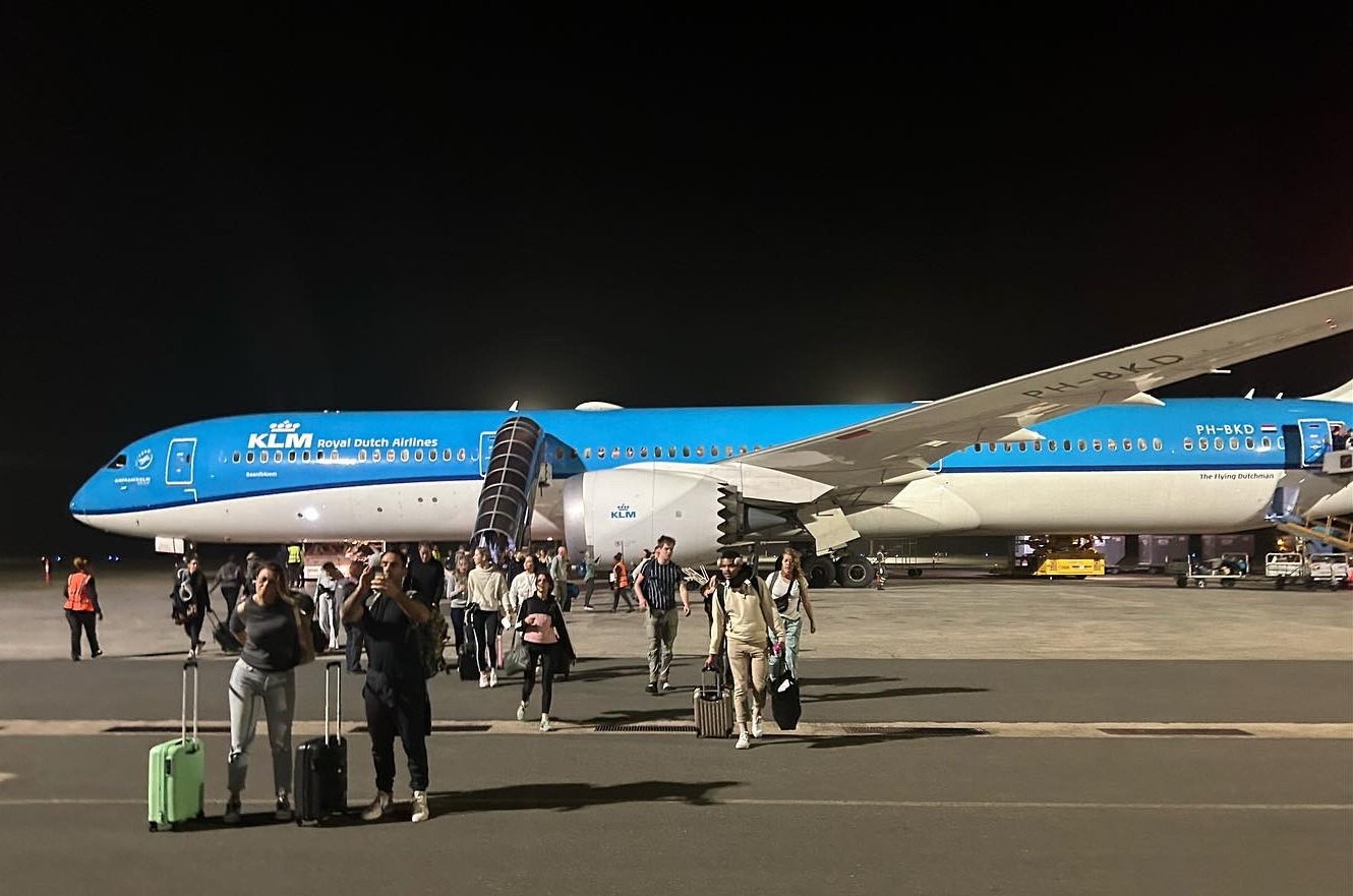 Romy, KLM flight to Kilimanjaro, airport