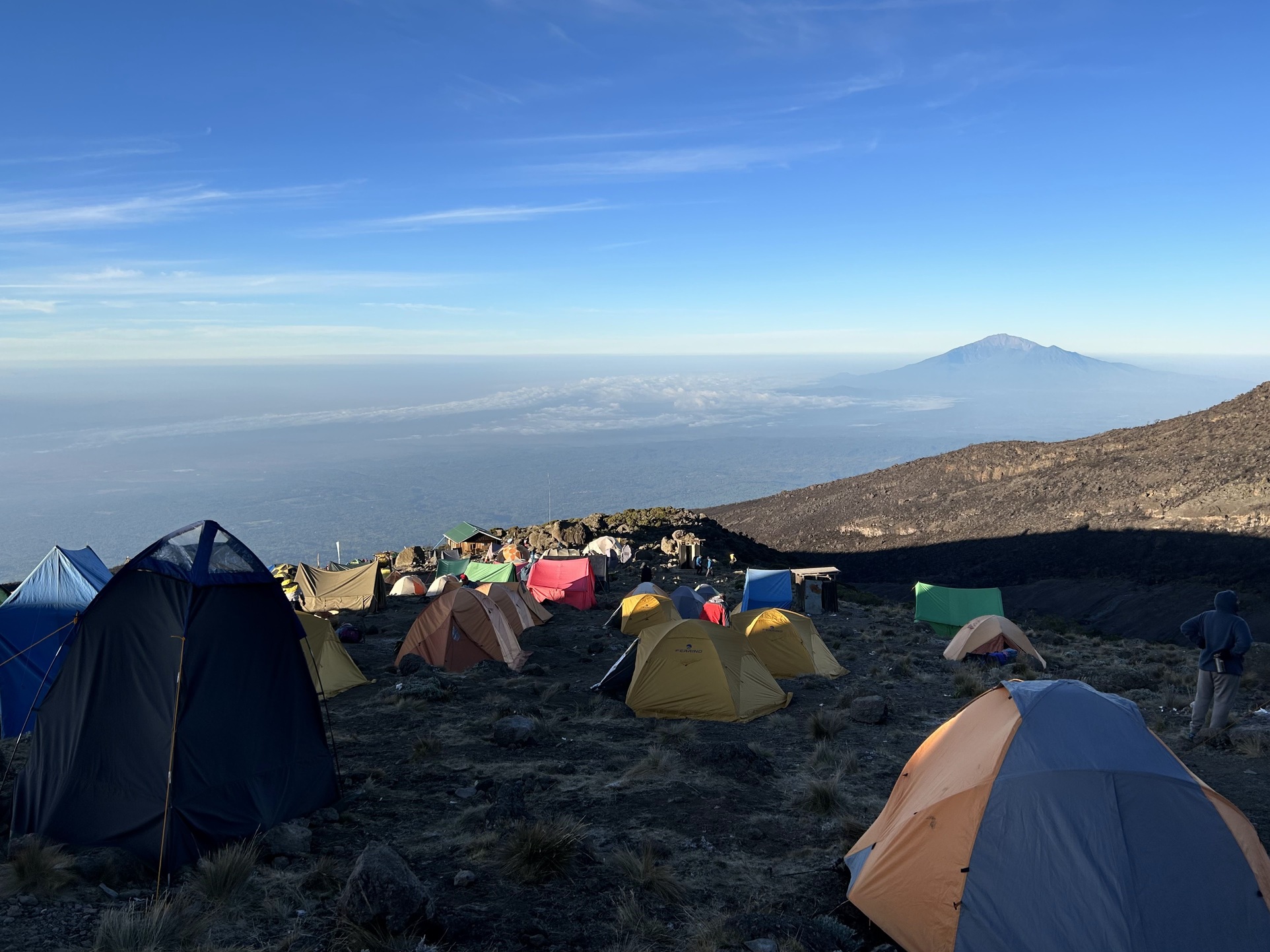 Romy. View from Karanga Camp with Meru in distance 
