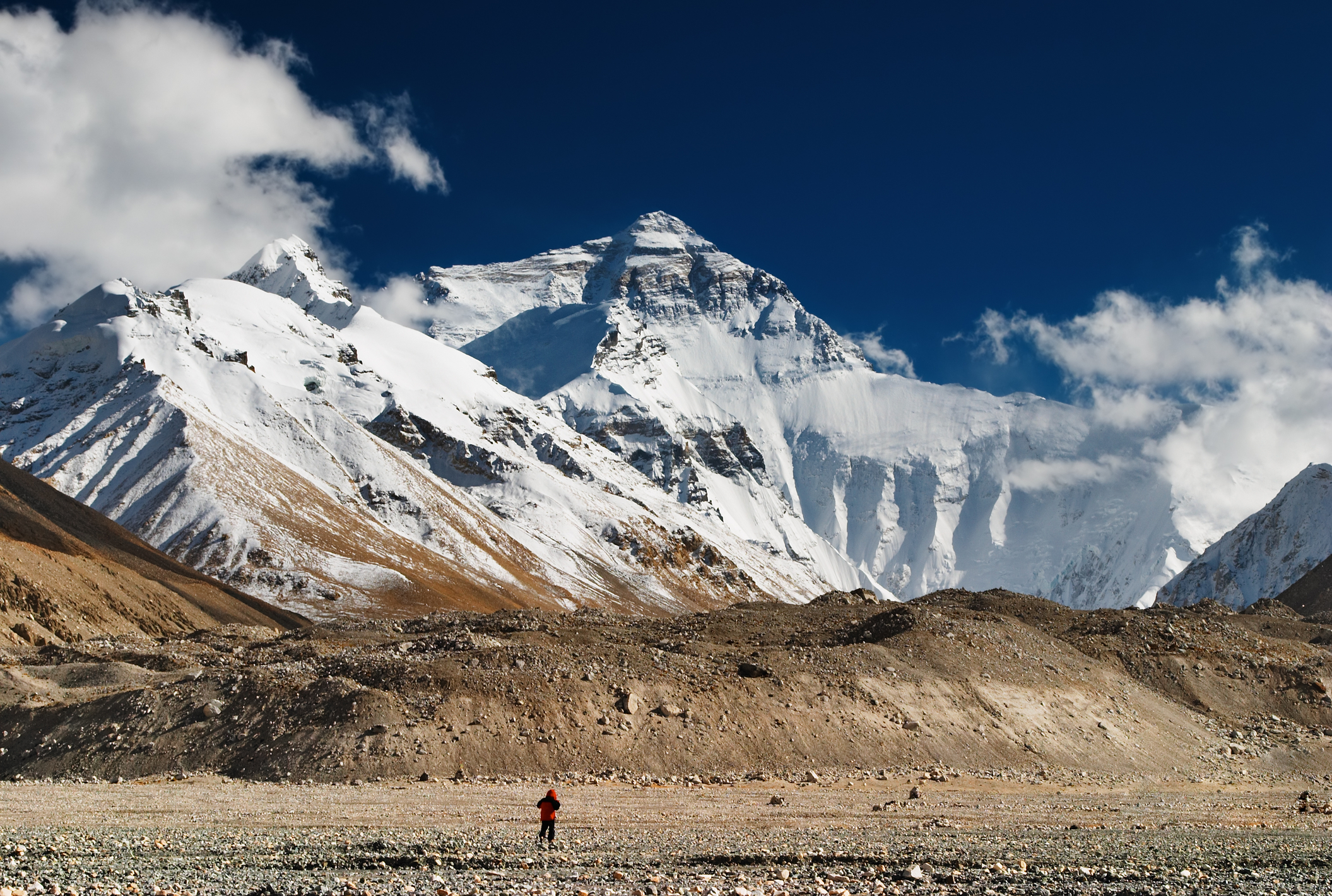 View from Tibet of Mt Everest's north face