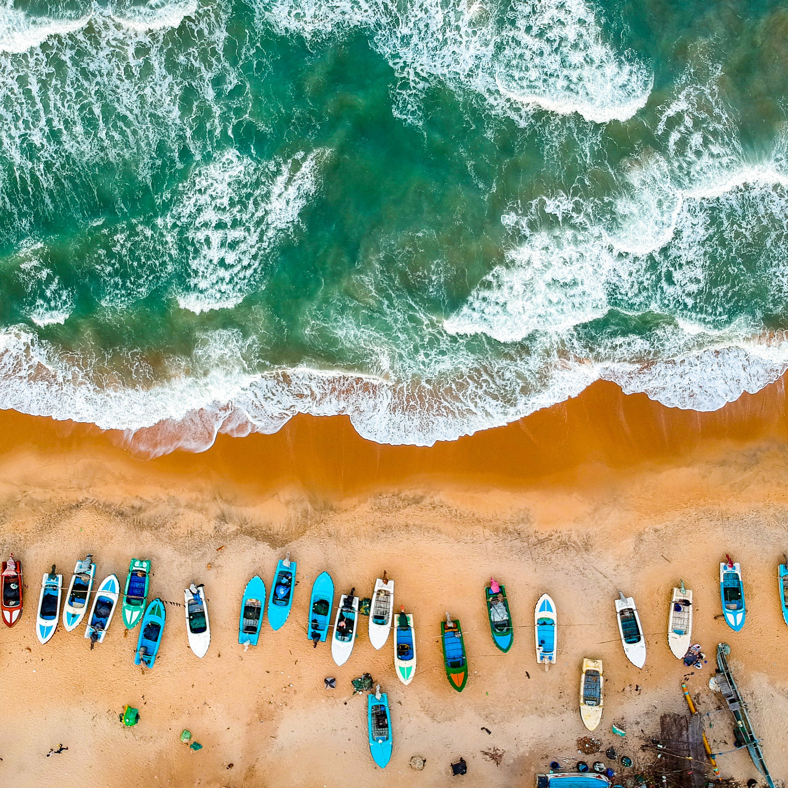 Small boats on Sri Lankan coast