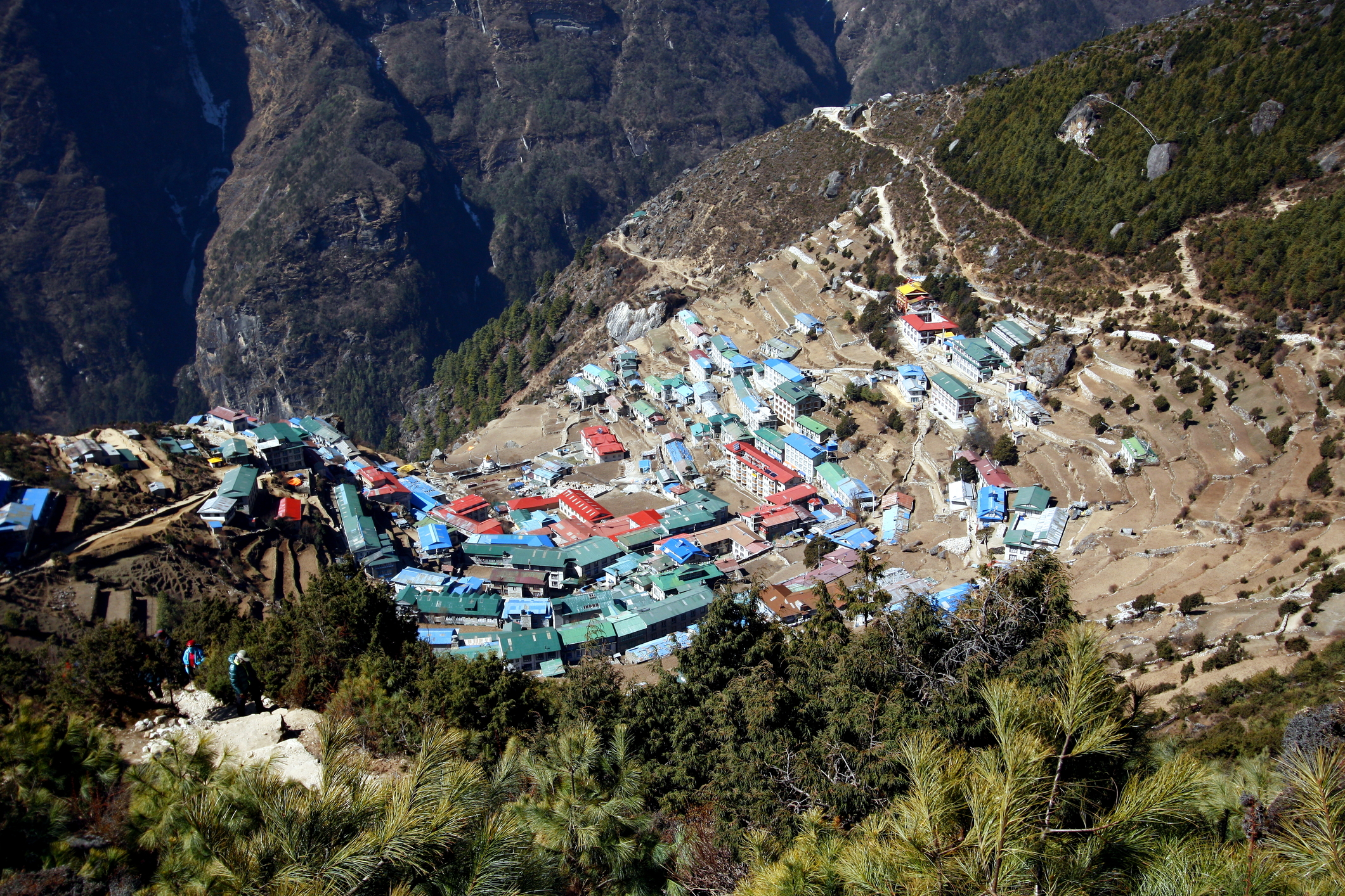 High view of Namche Bazaar on EBC trek, Nepal