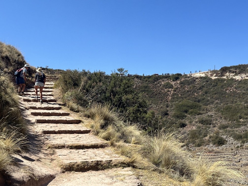 Ariana. Stone stepped path leading up to Moray ruins viewpoint, Sacred Valley, Peru