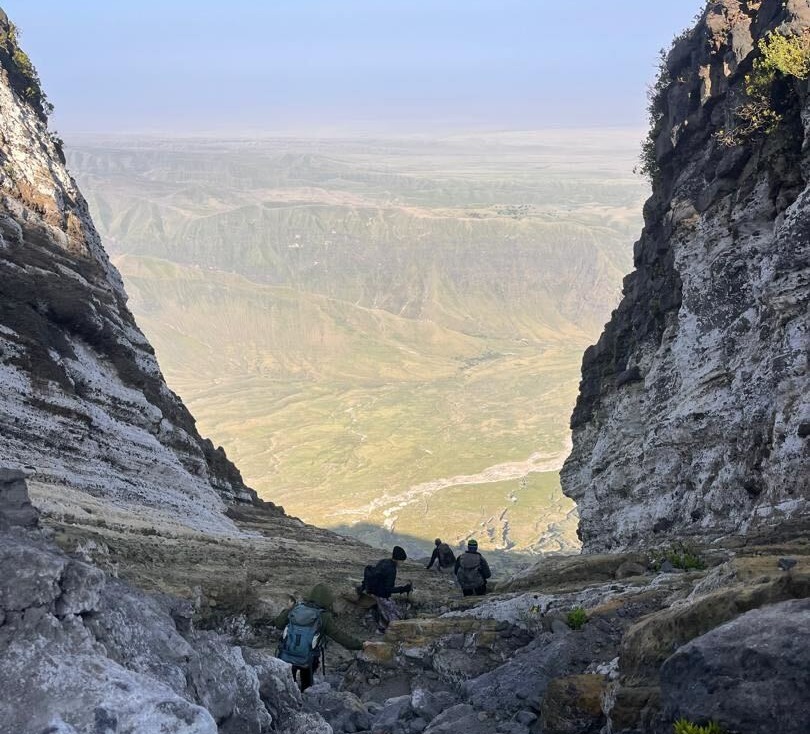 Meera and friends descending Ol Doinyo Lengai