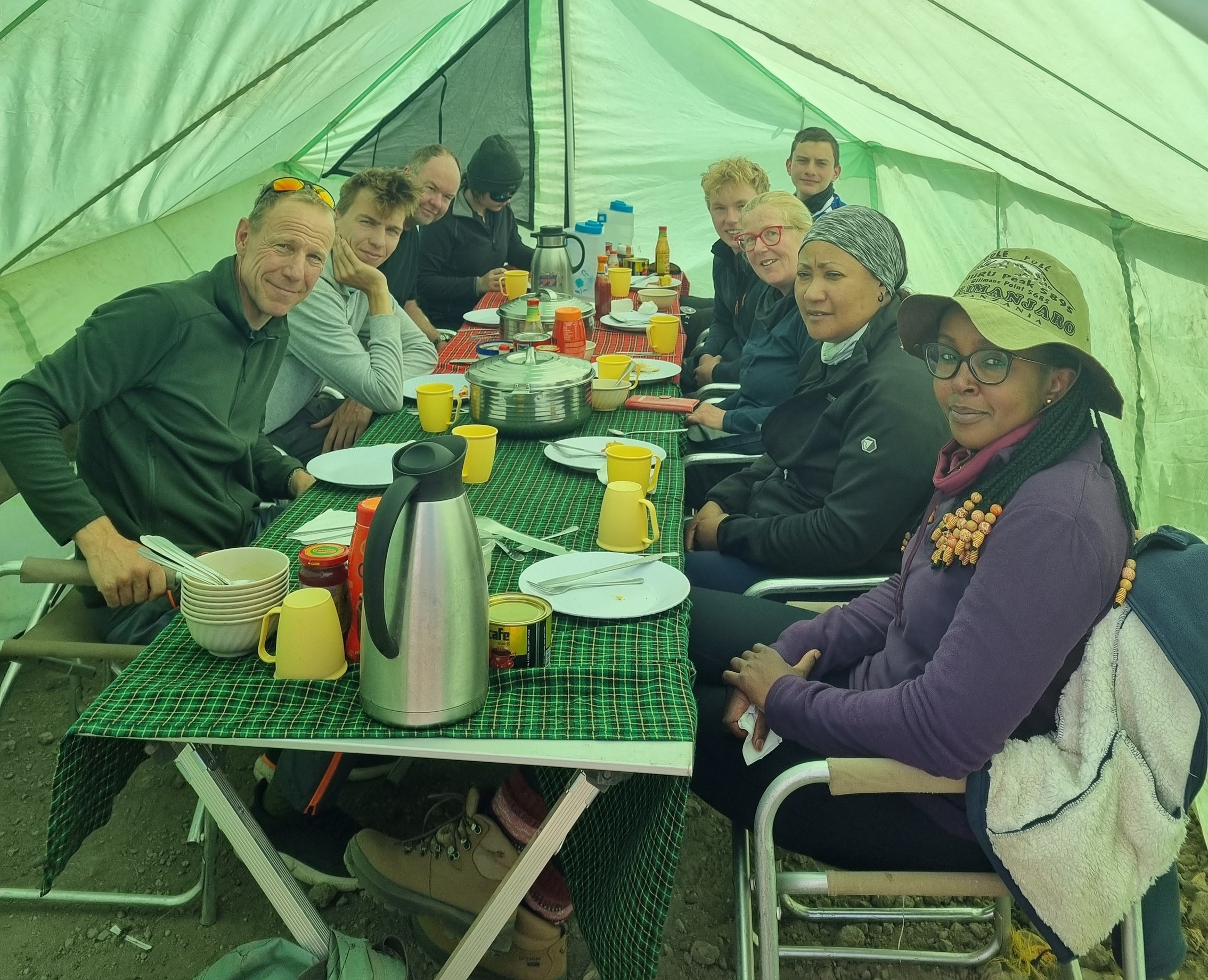 Eva Uisso. S. Mess tent meal Barafu Camp