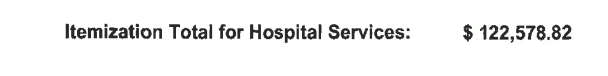 Itemized hospital bill from emergency room visit following motorcycle racing crash — $122,578.82