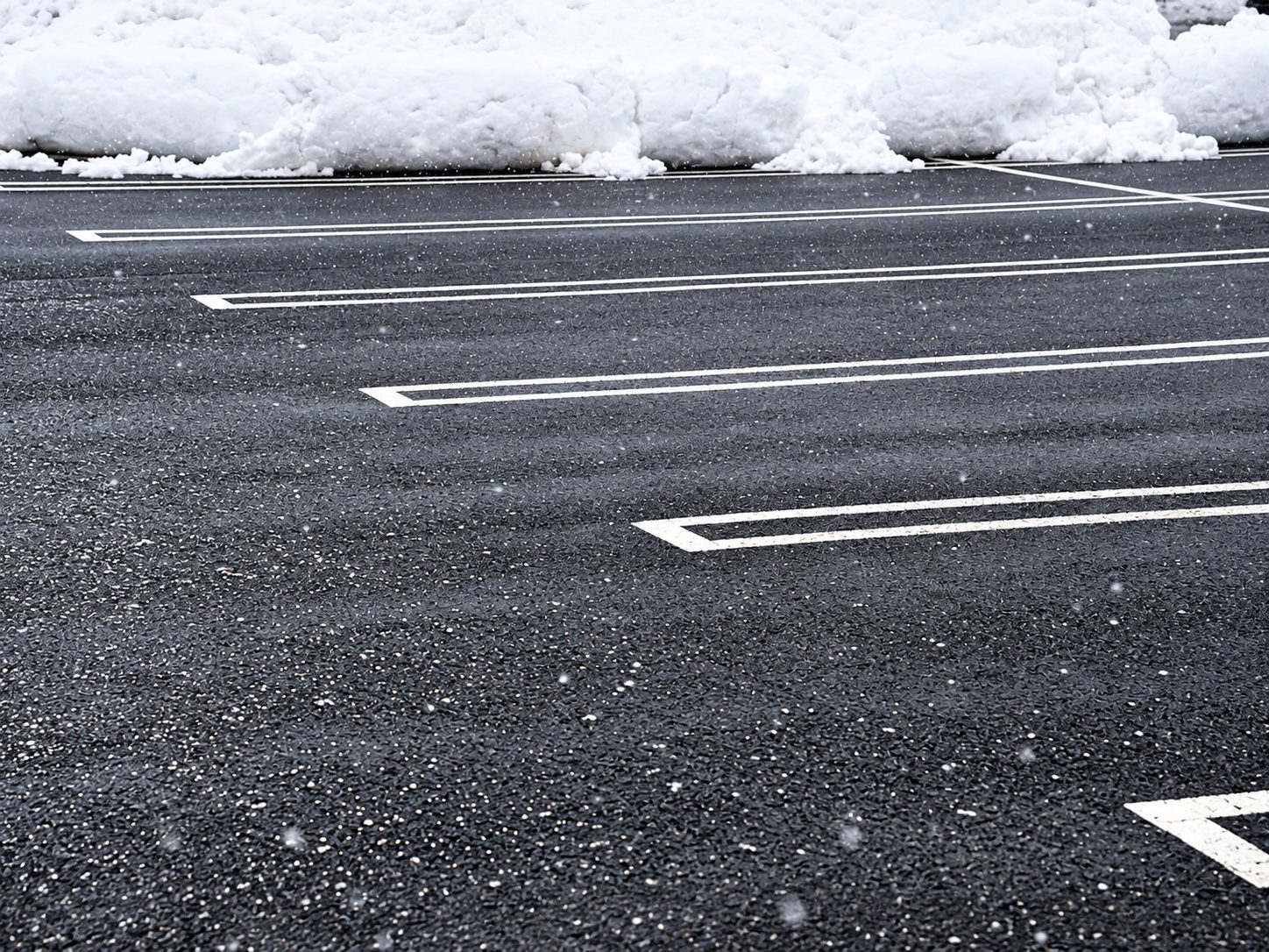Icy parking lot in winter