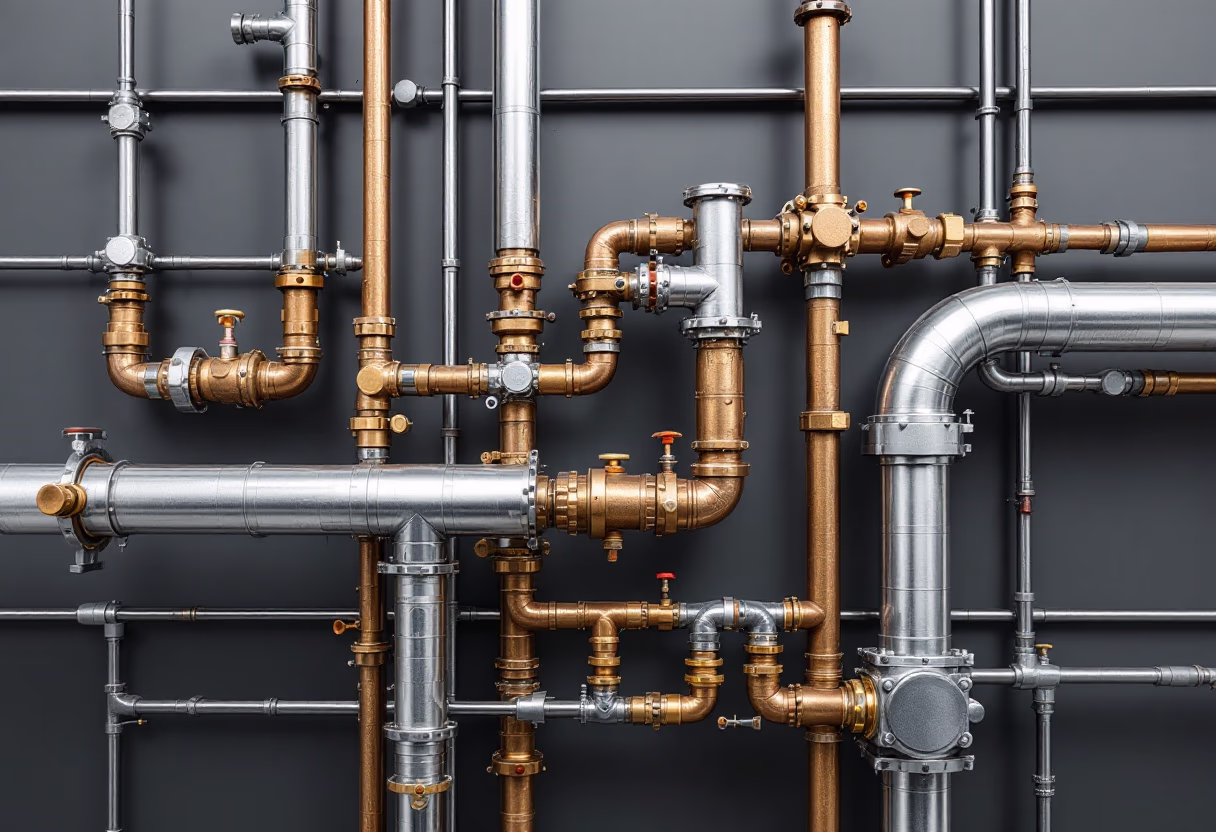 [background image] image of pipes and fittings (for a plumbing service)