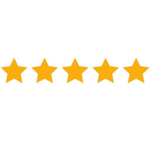 Five orange stars in a horizontal row on a black background.