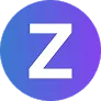 White letter Z centered on a circular gradient background from blue to purple.