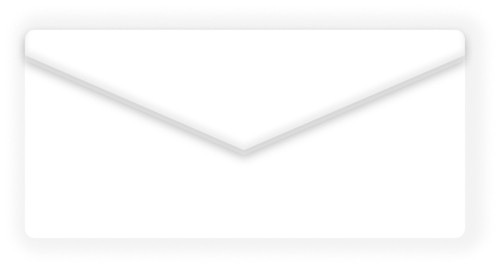Closed white envelope with a shadow on a white background.