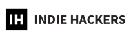 Indie Hackers logo with white initials IH and bold black text.