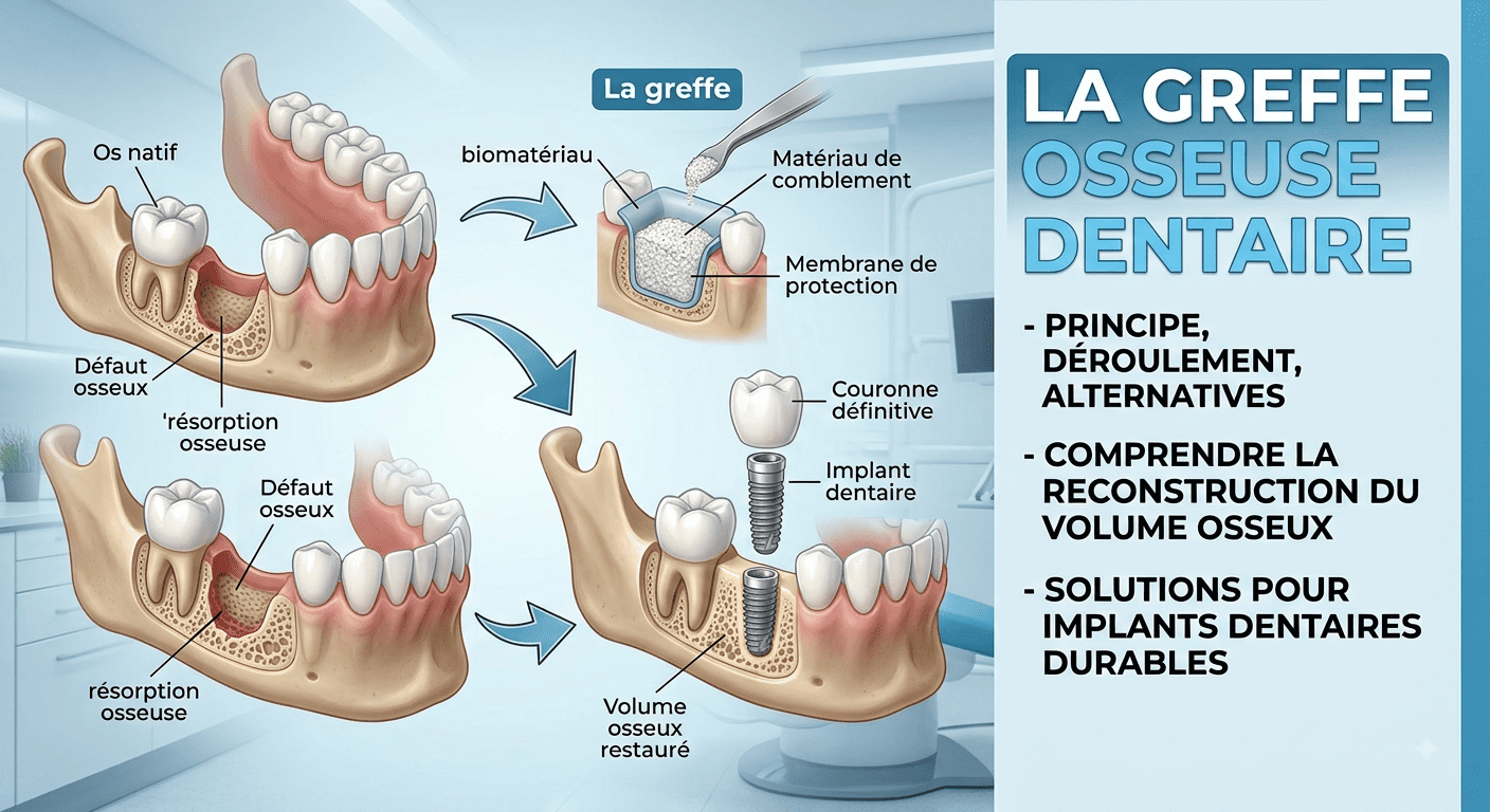 image représentant une greffe osseuse mandibulaire avant la mise en place d'un implant dentaire