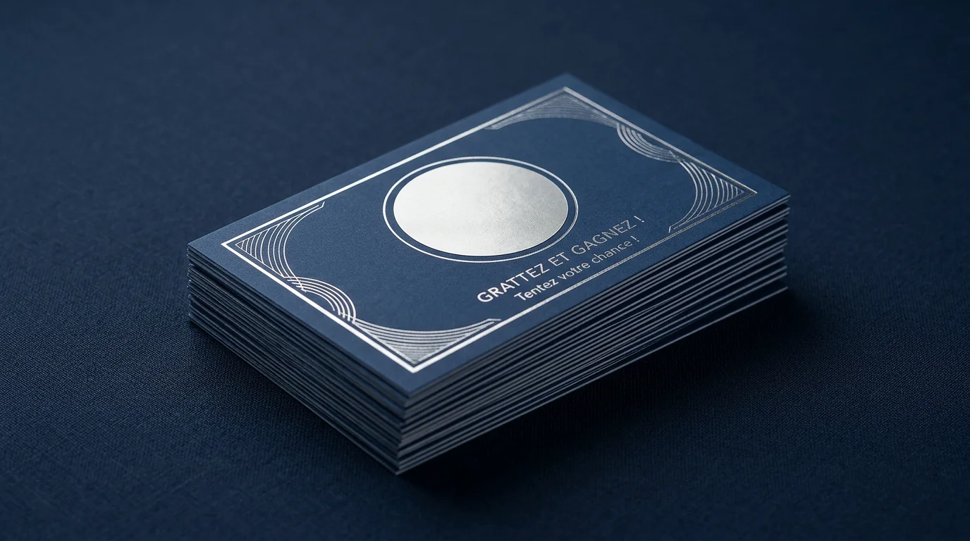 Cartes à gratter promotionnelles personnalisées avec zone argentée