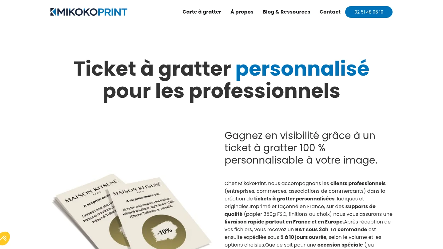 Capture de la page d’accueil de MikokoPrint