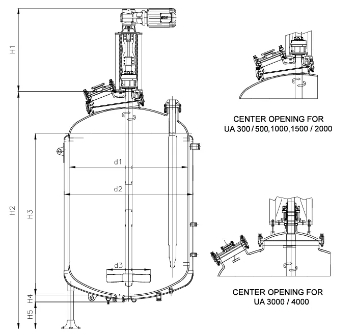 UA Reactor Geometrical data diagram